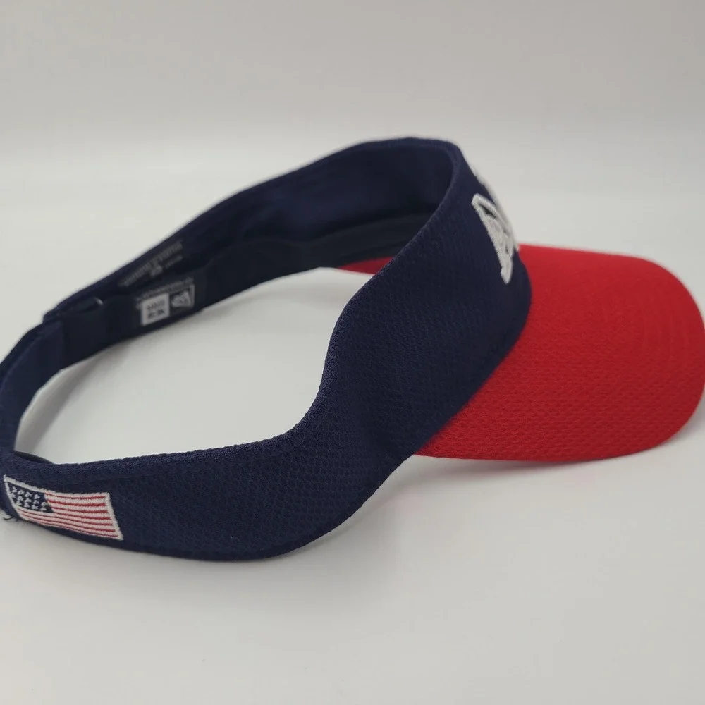 AJGA Visor Hat Adjustable New Era Blue Red Golf American Flag USA Logo Men